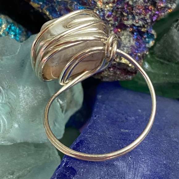 73 Crazy Lace Agate wire wrapped ring - Picture 2 of 6